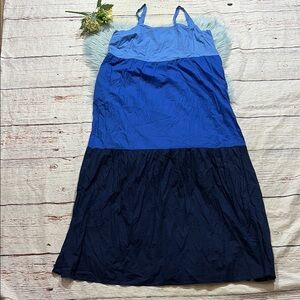 LOFT Blue Colorblock Maxi Tank Dress sz XL